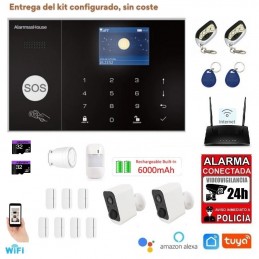 Kit Alarma Sin Cuotas WIFI GSM Tuya Smart Life + cámaras con baterías incluidas