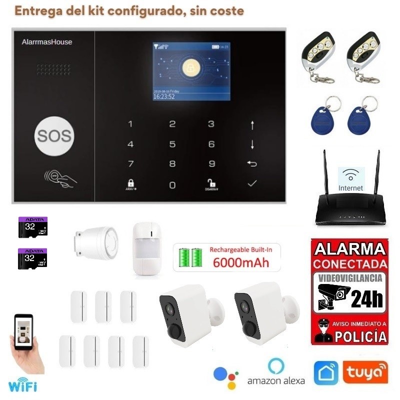 Kit Alarma Sin Cuotas WIFI GSM Tuya Smart Life + cámaras con