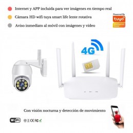 Kit Internet INMEDIATO router 4G SIM + 1 Cámara Exterior 1080P HD
