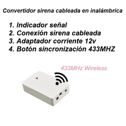 Transmisor de señal para sirenas cableadas - Convertidor a inalámbrica