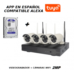 KIT NVR ORIGINAL VERSION ESPAÑOL + APP " Tuya" + 4 CÁMARAS WIFI HD
