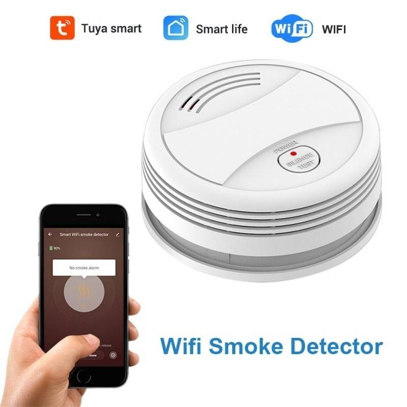 Detector de humo Tuya WiFi aplicación inteligente alarma de fuego Sensor de  humo WiFi